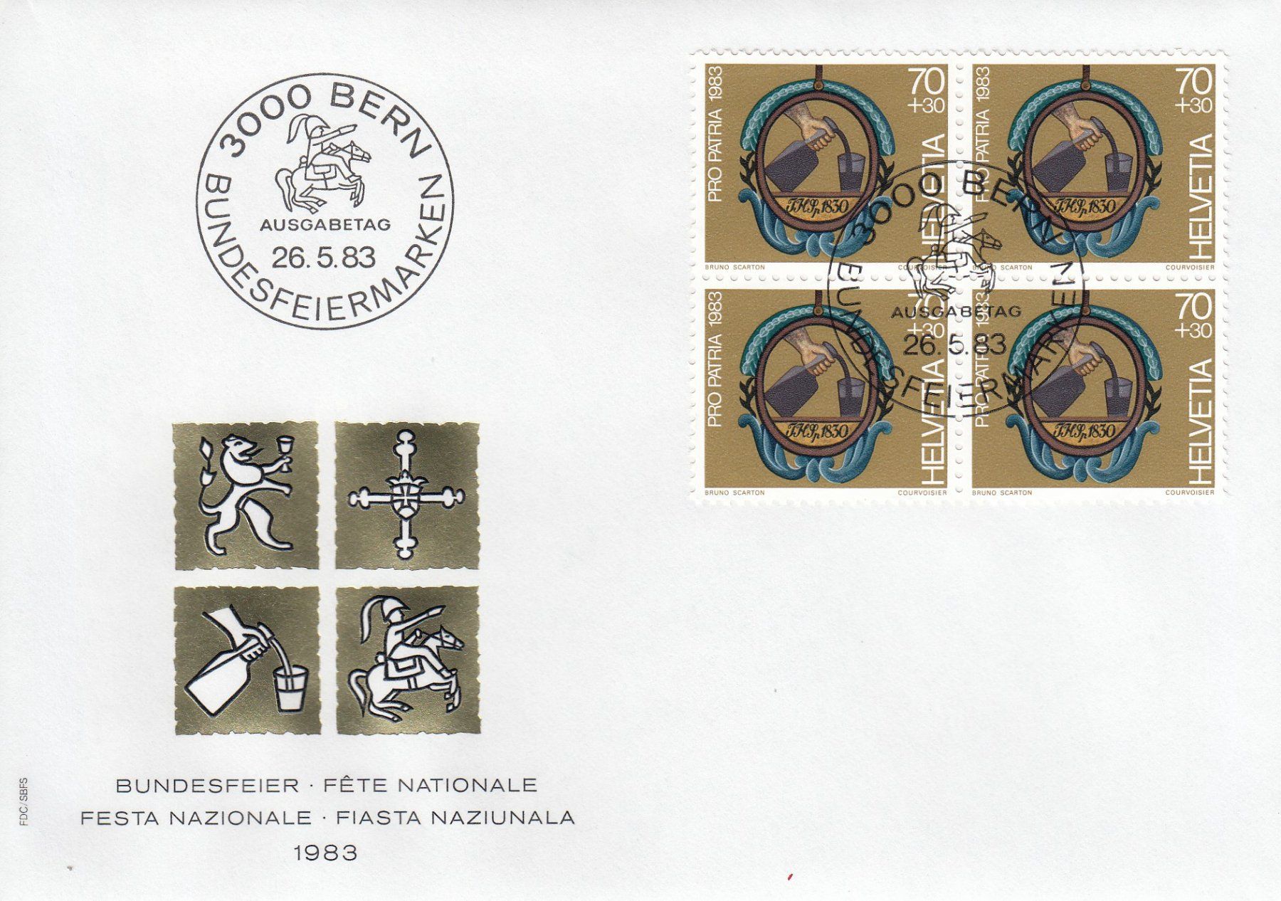 Tutti i francobolli: 1983 Pro Patria 4 FDC Viererblock – Usato da Spreitenbach venduto da Mustang_1105 2