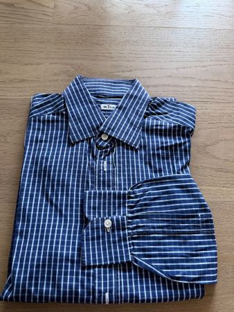 Kiton HerrenHemd Grösse 40 dunkelblau kariert, guter Zustand