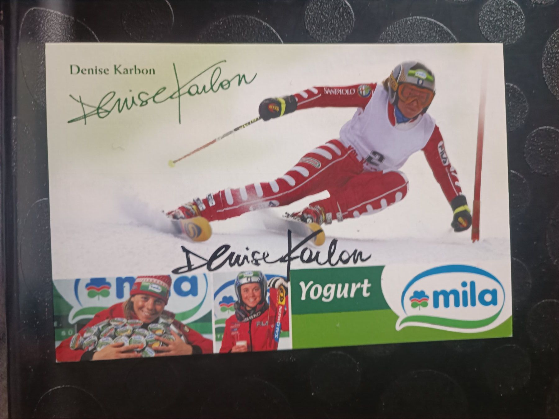 Autografi: Denise Karbon - Ski - handsignierte alte Karte – Usato da Menziken venduto da Artographs