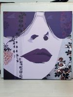 Leinwandbild Gesicht violett 90cmX90cm