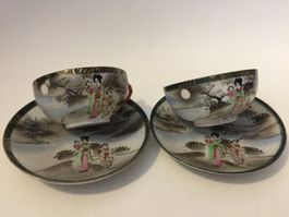 2 tasses et sous-tasses porcelaine Japon