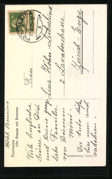 Cartoline postali: AK Pontresina, Alte Strasse mit Brunnen – Usato da Berlin venduto da bartko-reher 1