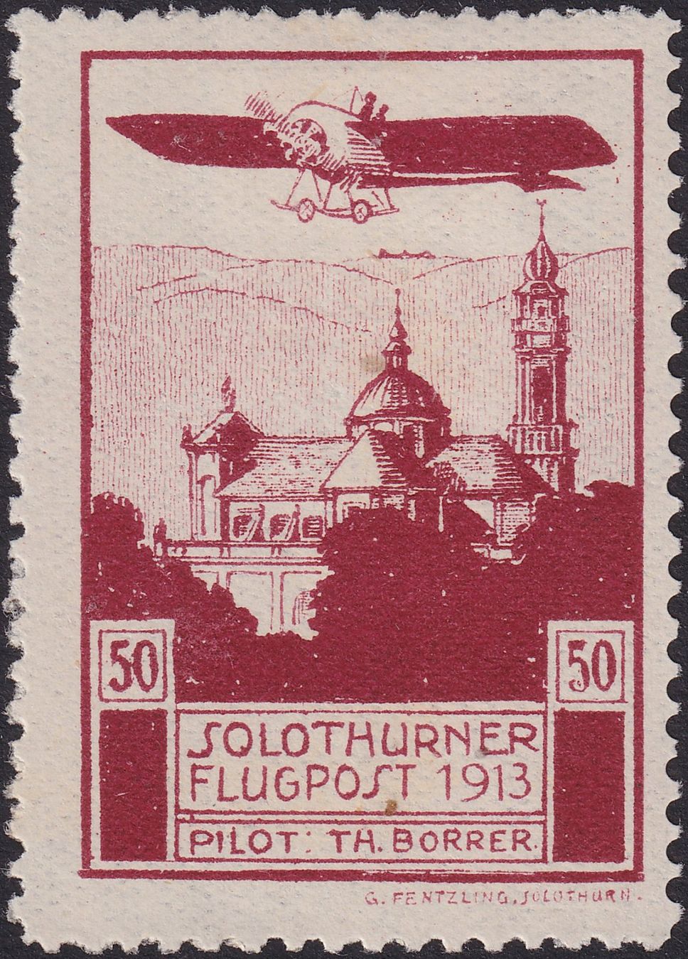 Alle Briefmarken: SOLOTHURN, Flugpost Pionier-Vorläufer "XI", Kat: 200.- – Gebraucht aus Sursee von Luzernerraute