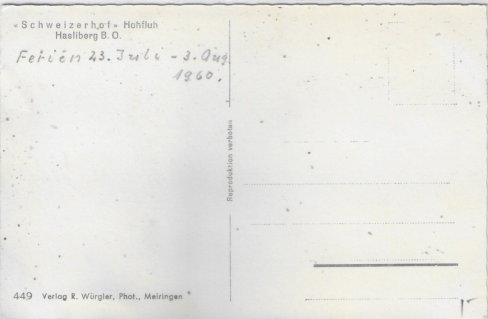 Cartoline postali: Schweizerhof - Hohfluh Hasliberg – Usato da Ettingen venduto da Kartenplanet 1