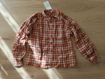 Sezane Hemd Bonny Karo Rosa Beige, Gr. 40, neu