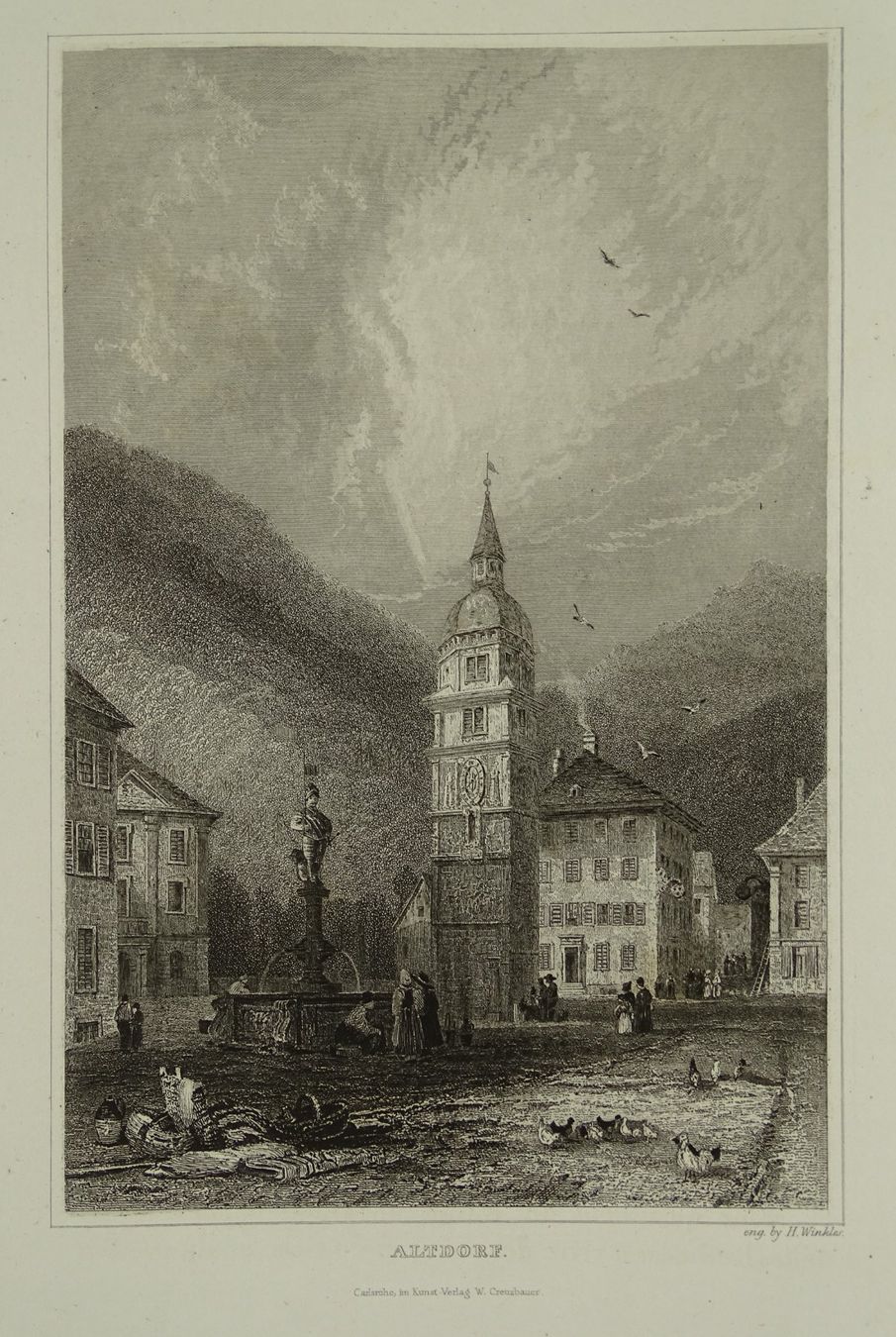 Stiche: ALTDORF, STAHLSTICH 1836/1838 – Gebraucht aus Grüningen von Kartensammler 1