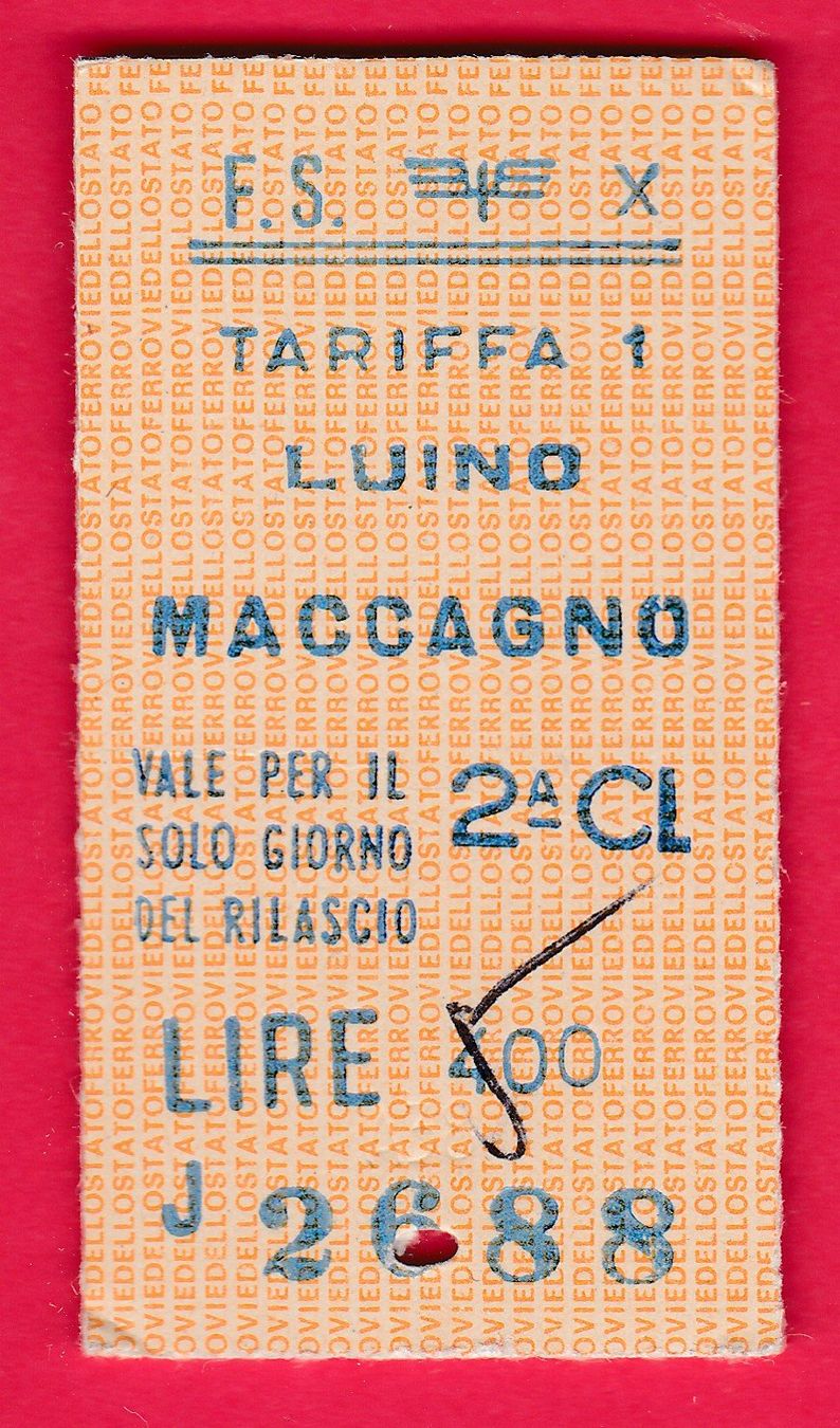 Biglietti: KARTON BILLETT, LUINO - MACCAGNO, 2.KLASSE, EINFACH – Usato da Oberrieden venduto da Gebirgsstelze