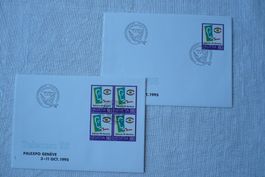 1995 2 FDC TELECOM 95 Einzelmarke & 4er-Block SBK 885