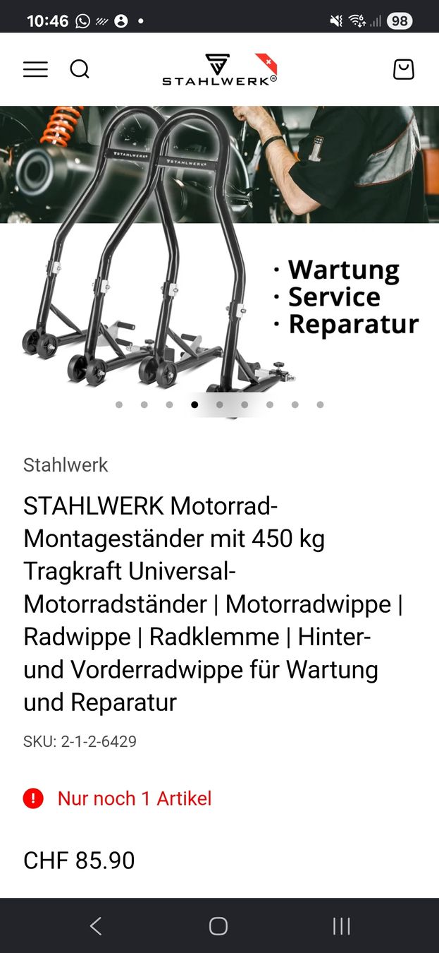 Ständer: Stahlwerk Motorradständer – Neu (gemäss Beschreibung) aus Fislisbach von captn_mah 1