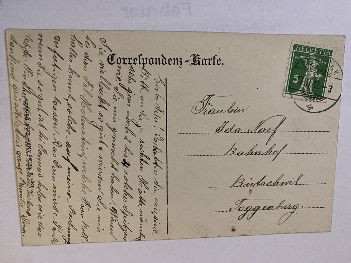 Cartoline postali: Ak von Berneck 1912 – Usato da Mosnang venduto da Goldwasser 1