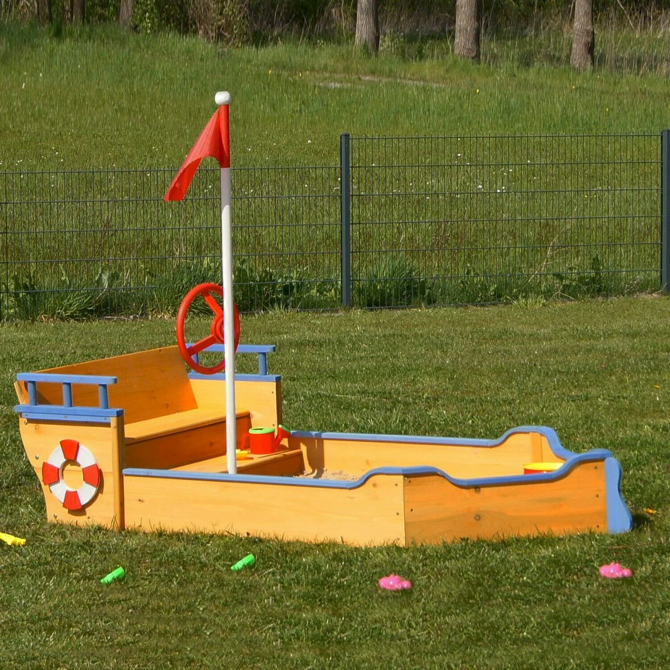 Sabbiera per bambini: Piratenboot Sandkasten Boot aus Holz – Nuovo e nell'imballaggio originale da Bottighofen venduto da zaap 1