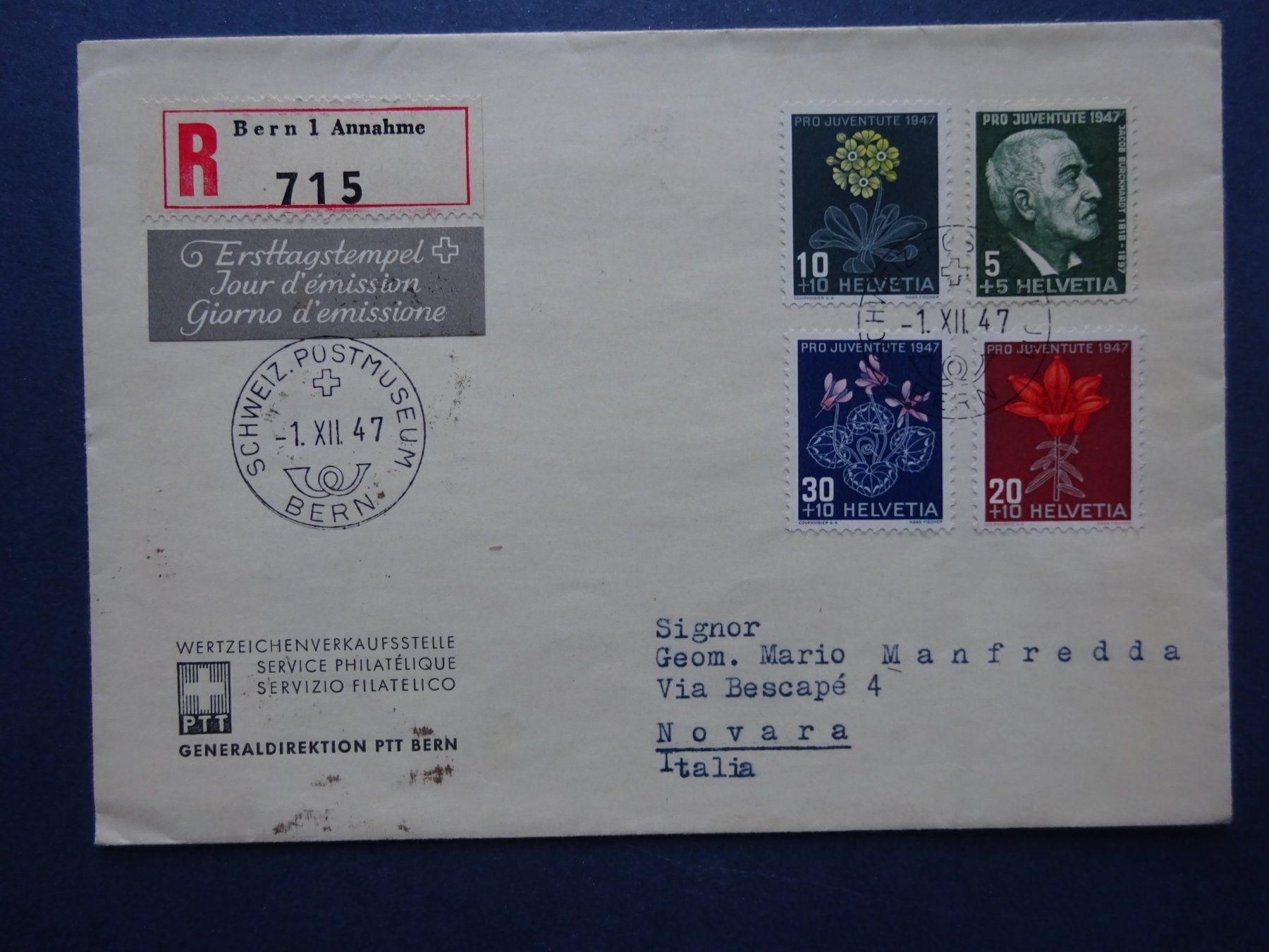 Tutti i francobolli: 1947 Pro Juventute FDC – Usato da Appenzell-Steinegg venduto da adi1975 1