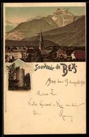 Lithographie Bex, Tour de Duin, Eglise