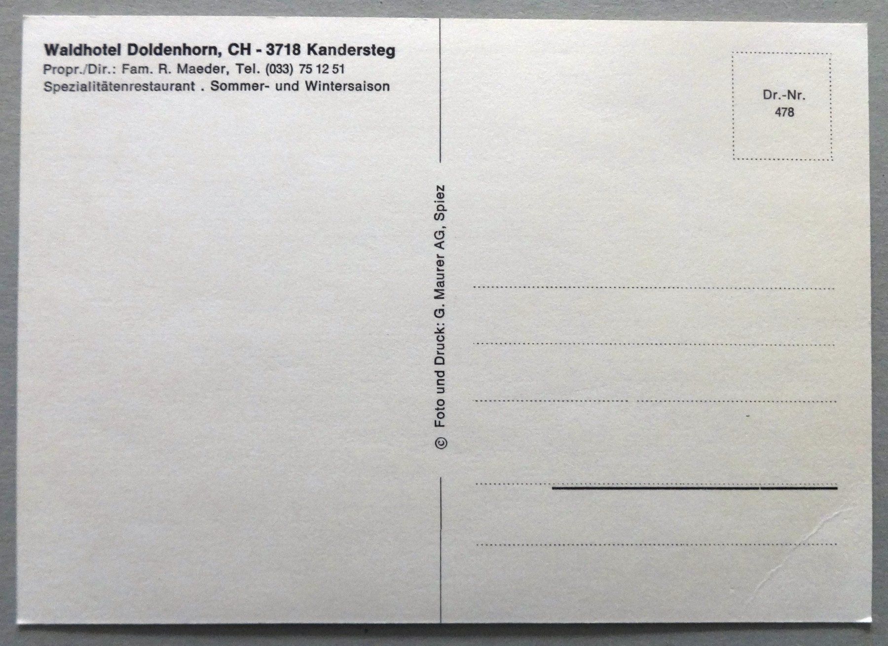 Cartoline postali: Waldhotel Doldenhorn, Kandersteg – Usato da Fétigny venduto da Billy2miny 1