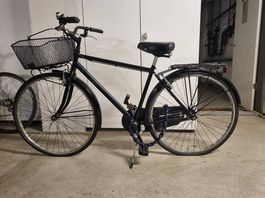 Sergio Bianchi Herrenvelo, klassisch schwarz, mit Korb