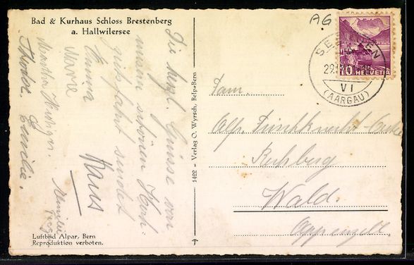 Cartoline postali: Seengen, Schloss Brestenberg am Hallwile – Usato da Berlin venduto da bartko-reher 1