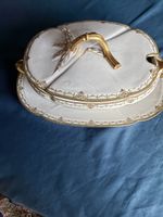 Antike Suppenschüssel oval mit Teller, Limoges