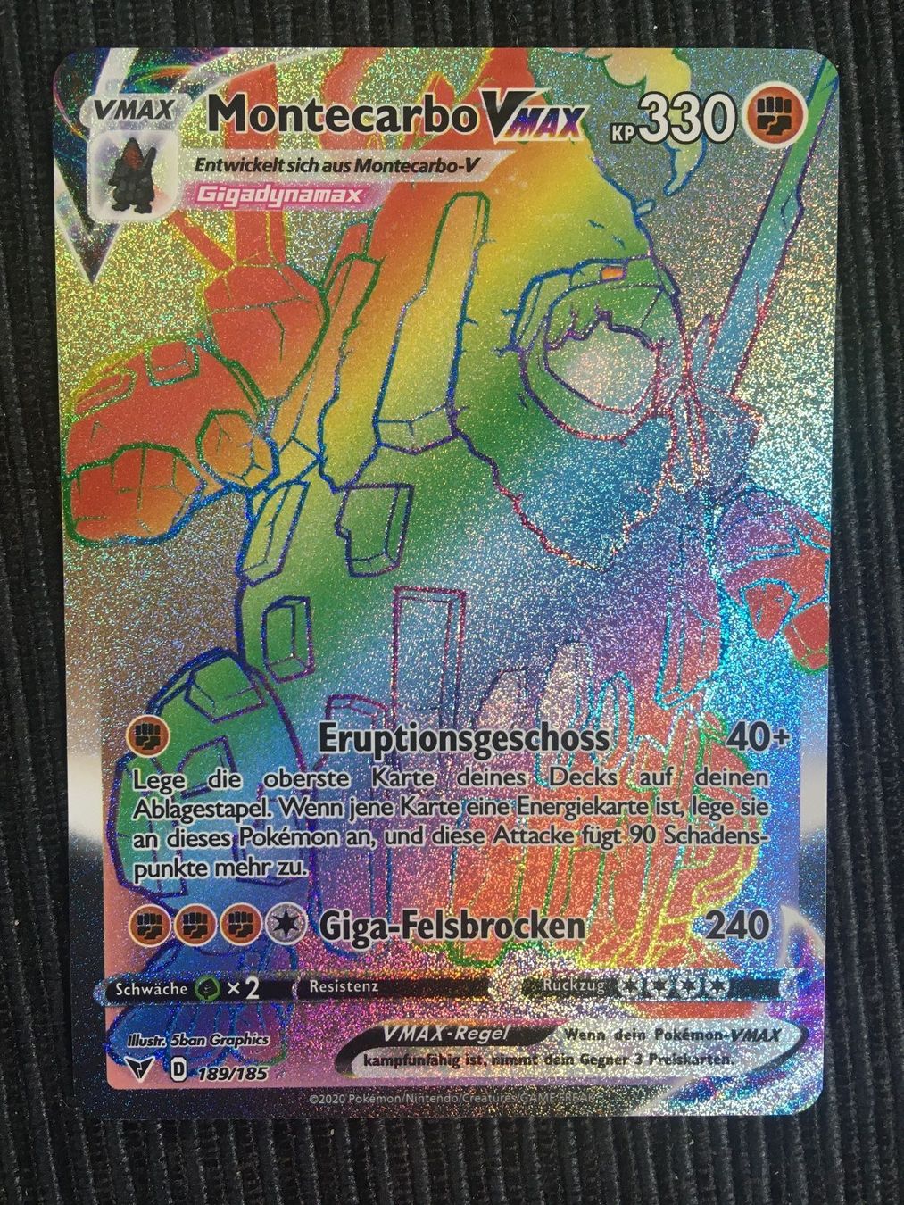 Pokémon Carte collezionabili: Pokemon Montecarbo Vmax Rainbow Farbenschock Deutsch – Nuovo (secondo la descrizione) da Wabern venduto da Collectfun