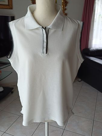 Ärmelloses Poloshirt Kingfield Weiss Gr. XL Sommer ☀️
