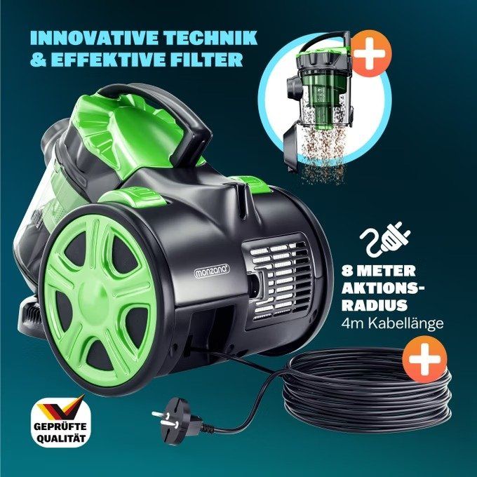Staubsauger Grün 900 Watt ECO Power 8