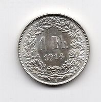 (1064) Schweiz, 1 Franken, 1914, Super, top stgl