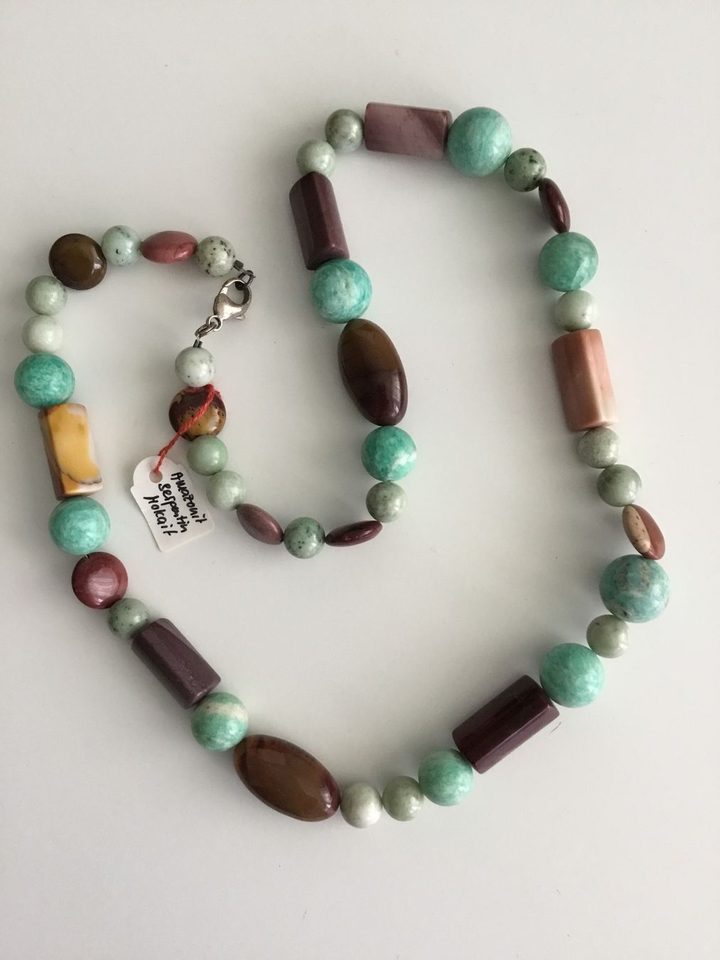 Minerali & Pietre curative: Kette Amazonit-Serpentin-Mookait Heilstein – Nuovo e nell'imballaggio originale da Doppleschwand venduto da lapis106 2