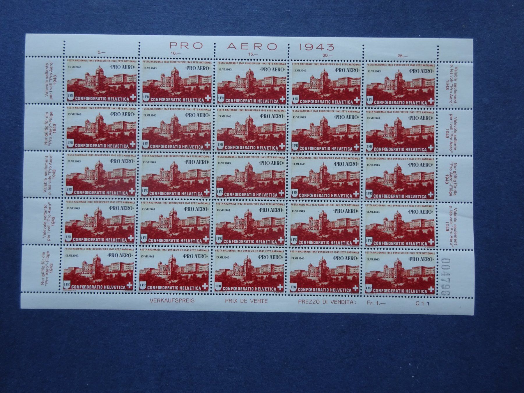 Tutti i francobolli: 1943 FO36 Bogen postfrisch** – Usato da Appenzell-Steinegg venduto da adi1975 1