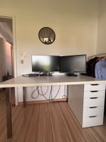Schreibtisch weiss Schubladenmodul Metallbeine guter Zustand
