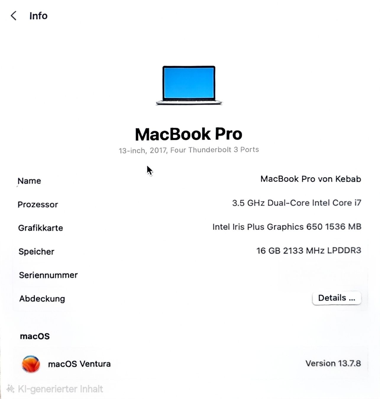 Apple Notebook: MacBook Pro 13" 2017 i7 16GB RAM 256GB – Usato da Küssnacht am Rigi venduto da rafaro94 6