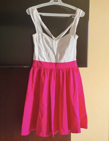 Love Label Baby doll Barbie Dress, Pink & White, Size Small