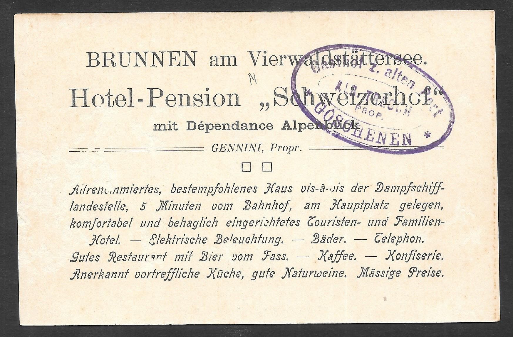 Cartoline postali: Brunnen Hôtel Schweizerhof – Usato da Olten venduto da clotaldi 1