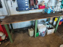 Werkbank Holzplatte Tisch Metallgestell 200x59x86cm ab 1Fr.