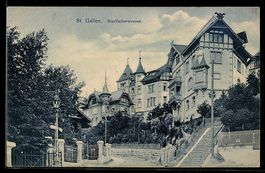 AK St. Gallen, Stauffacherstrasse mit Villen
