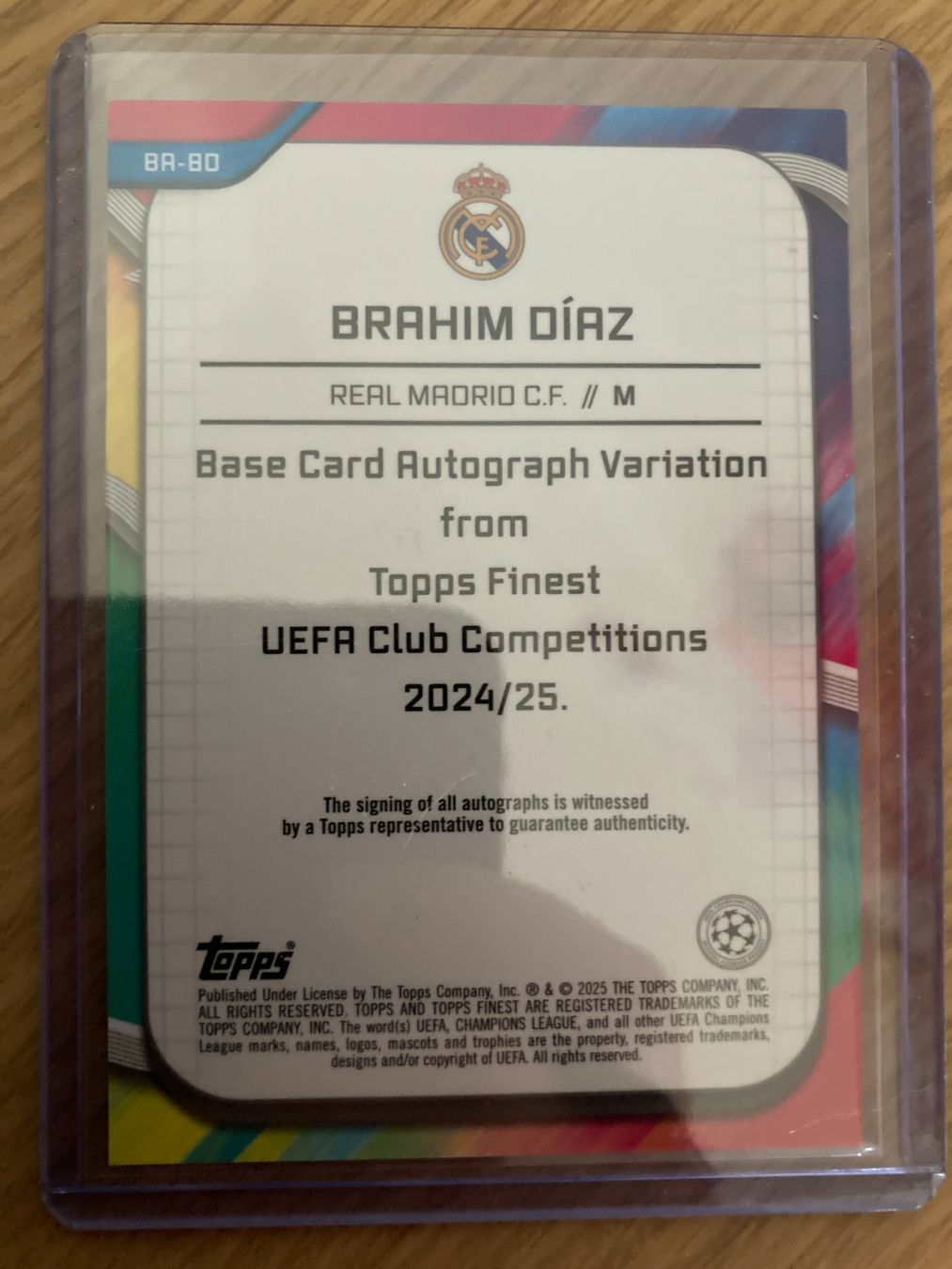 Topps Cartes à collectionner: Topps Finest UEFA 24-25 - Brahim Diaz Auto /25 – D'occasion à La Tour-de-Peilz par Tyalos_Cards 1