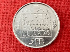 5 Franken Gedenkmünze 1936 Wehranleihe Silber TOP