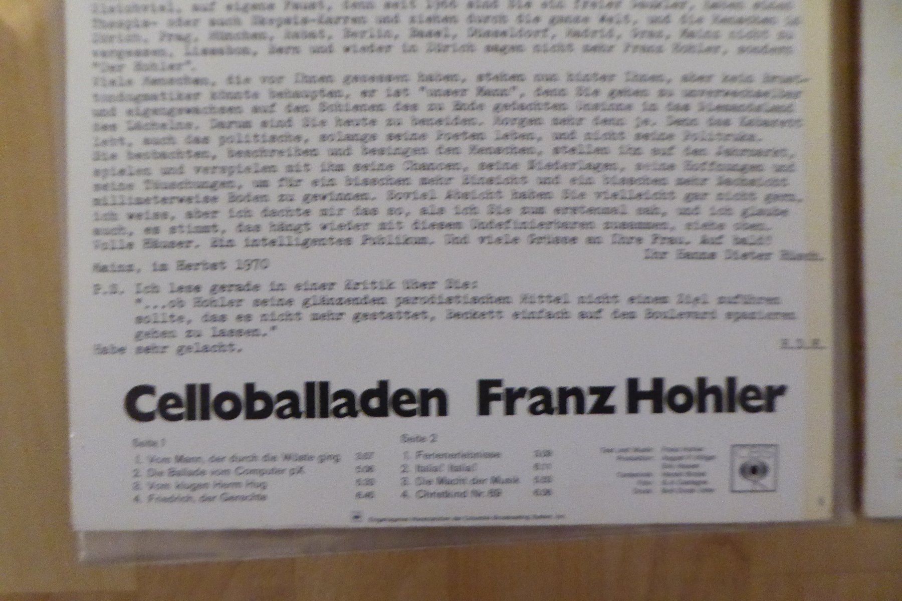 Dischi in vinile: 2x LP Franz Hohler – Usato da Allschwil venduto da Summelsarium 3
