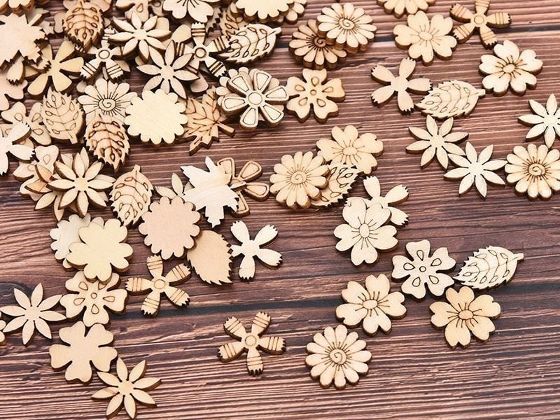 Holzartikel: 200 HOLZ BLUMEN - BASTELN - DEKORATION – Neu und originalverpackt aus Kriens von swissgadget