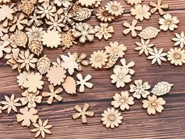 200 HOLZ BLUMEN - BASTELN - DEKORATION