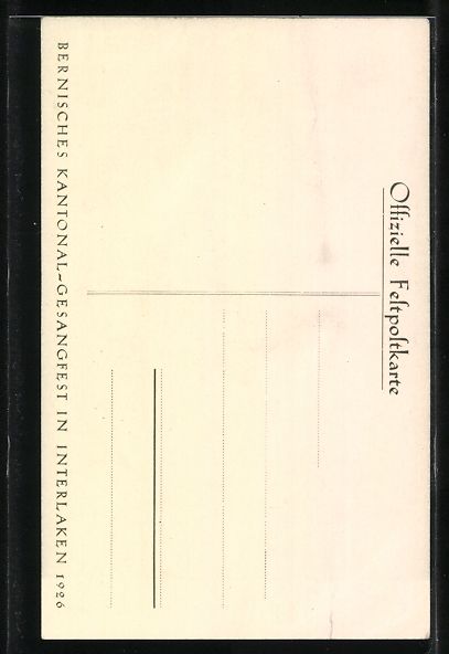 Cartoline postali: Interlaken, Berner Kant. Gesangfest 1926 – Usato da Berlin venduto da bartko-reher 1