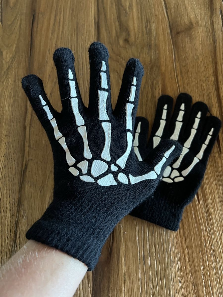Guanti & manicotti: Neue Handschuhe mit Skelett-Print – Nuovo e nell'imballaggio originale da Kallnach venduto da sta_sy57 1