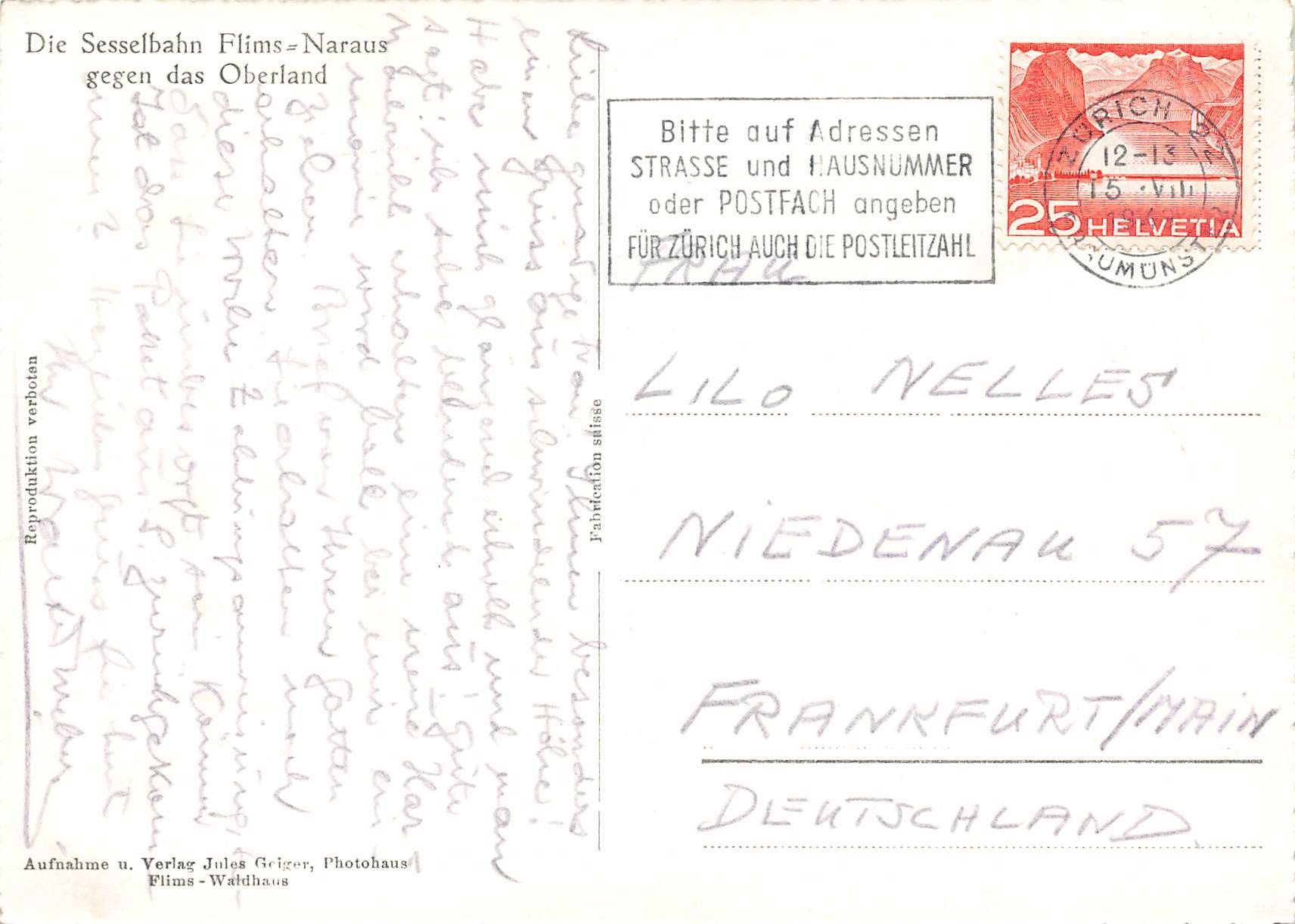 Cartoline postali: Flims Naraus Oberland G – Usato da Biasca venduto da Blenio71 1