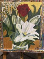 Acrylgemälde Blumenstrauss auf Leinwand signiert 2020