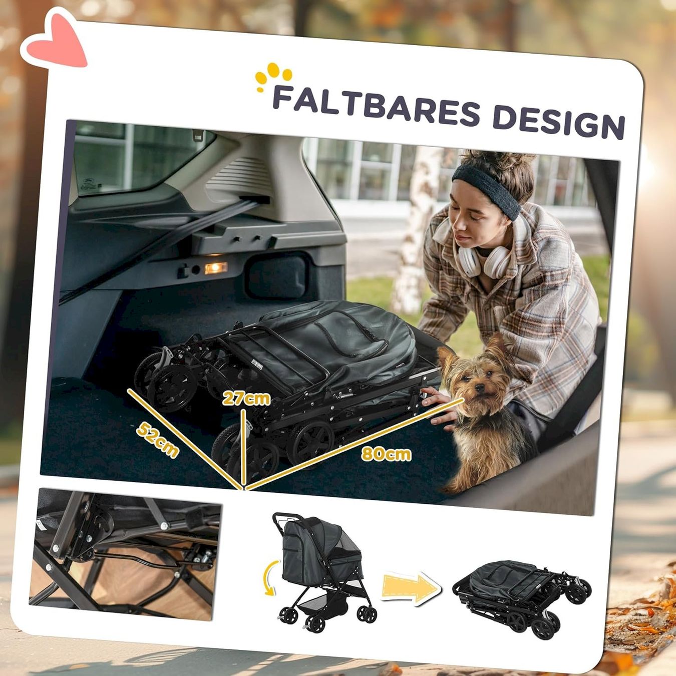 Gabbie, trasporto & Sicurezza: PawHut Hundebuggy dunkelgrau – Nuovo e nell'imballaggio originale da Bottighofen venduto da zaap 4