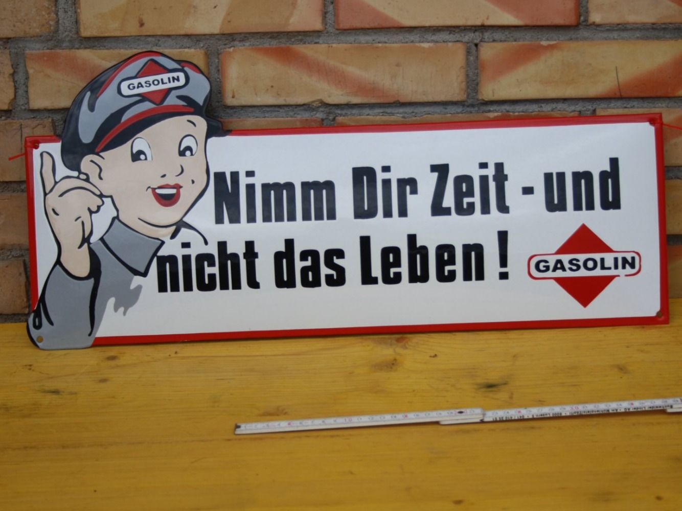 Insegne: GASOLIN EMAIL SCHILD 64 cm. EMAILSCHILD – Usato da Wauwil venduto da Pneuedy 6