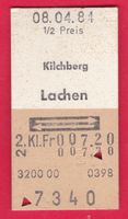 KARTON BILLETT, KILCHBERG - LACHEN, 2.KLASSE, RETOUR,HALBTAX