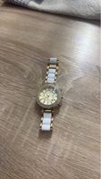 Michael Kors Damenuhr Chronograph weiss/gold Strassbesatz