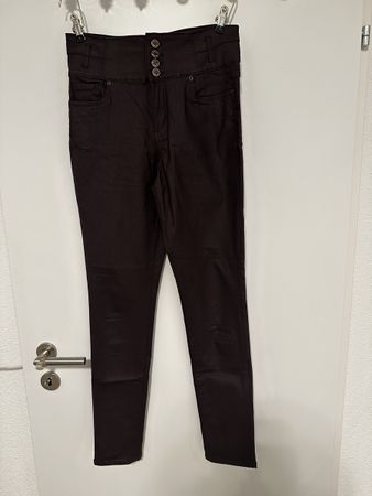 Orsay Damenhose Gr. 40 Lederoptik 5-Knopf Highwaist