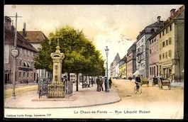 AK La Chaux-de-Fonds, Rue Leopold Robert, Wettersäule