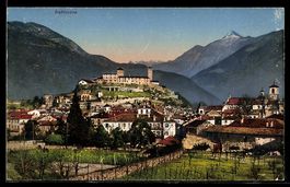AK Bellinzona, Totalansicht von einem Berg aus