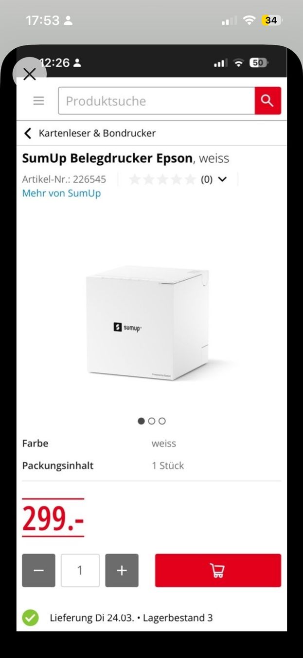 Sumup Registratore di cassa: SumUp Kassensystem mit Epson Bondrucker & Kartenterminal – Usato da St. Gallen venduto da jan_9rdj 9